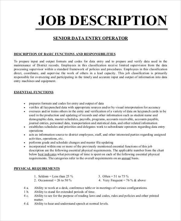 clinical research job description data entry