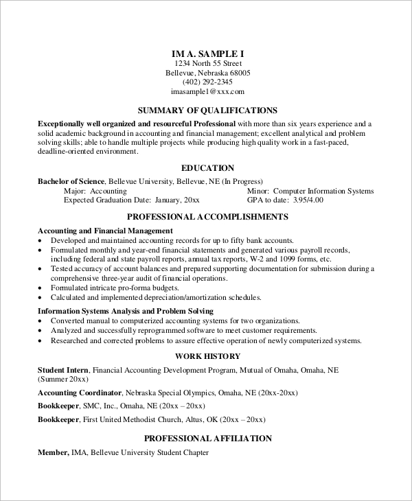 8+ Basic Resume Examples  Sample Templates