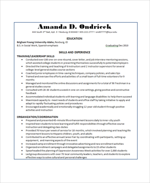 FREE 8 Basic Resume Samples In MS Word PDF