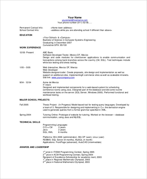 FREE 8 Basic Resume Samples In MS Word