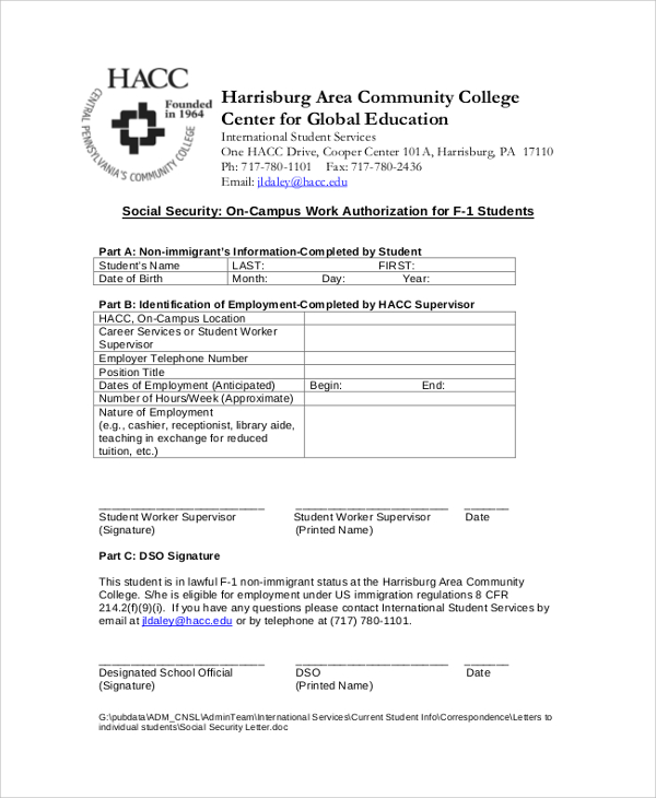 social security work authorization application form