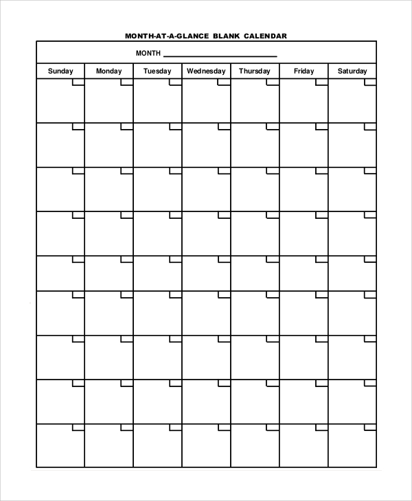 Free 6 Printable Blank Calendar Templates In Pdf Ms Word Free 