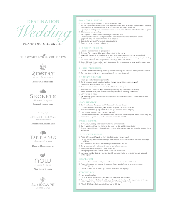 wedding event planner checklist