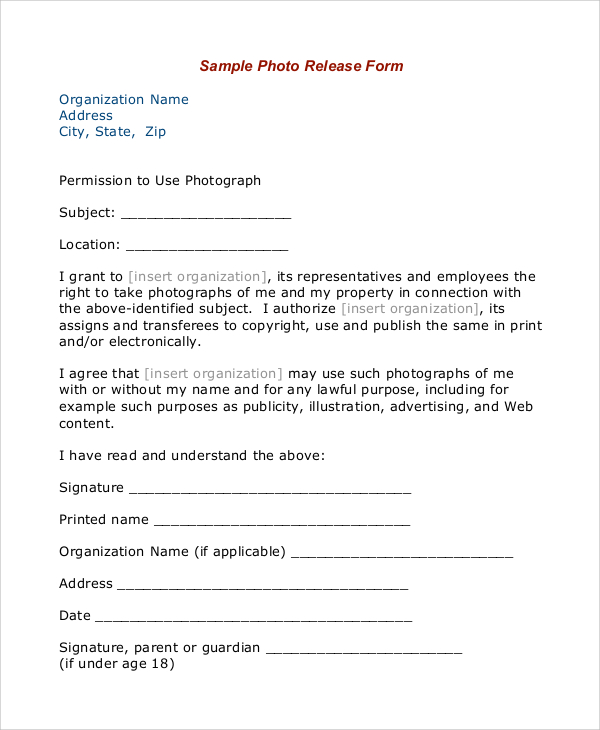 photo release form