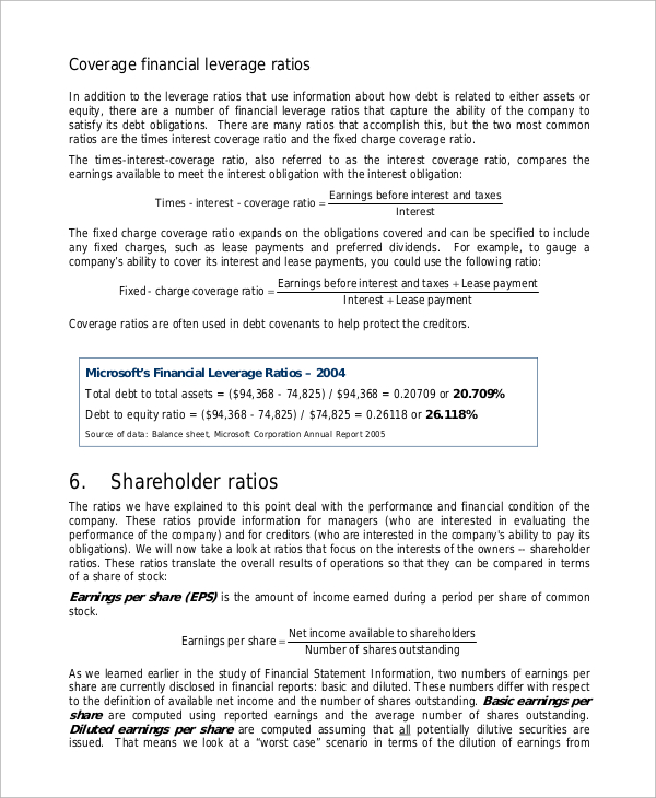 financial ratio analysis