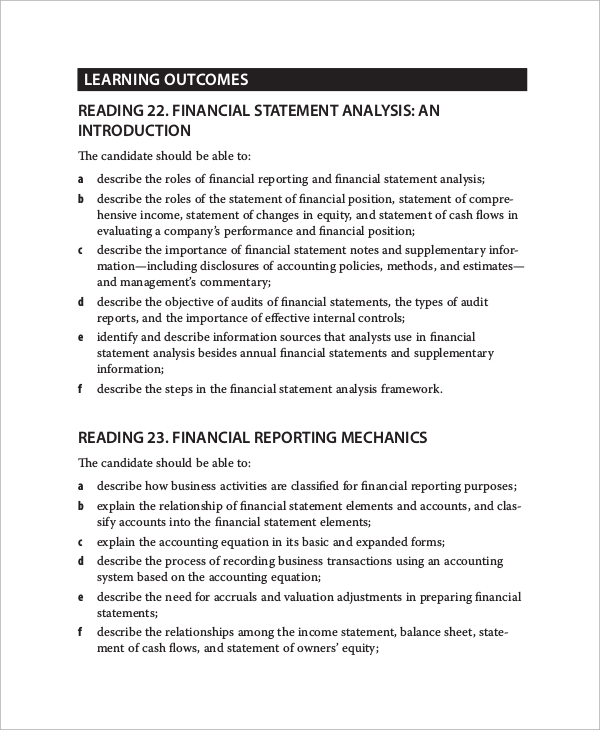 financial reporting and analysis