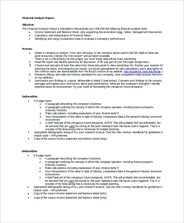 financial analysis report