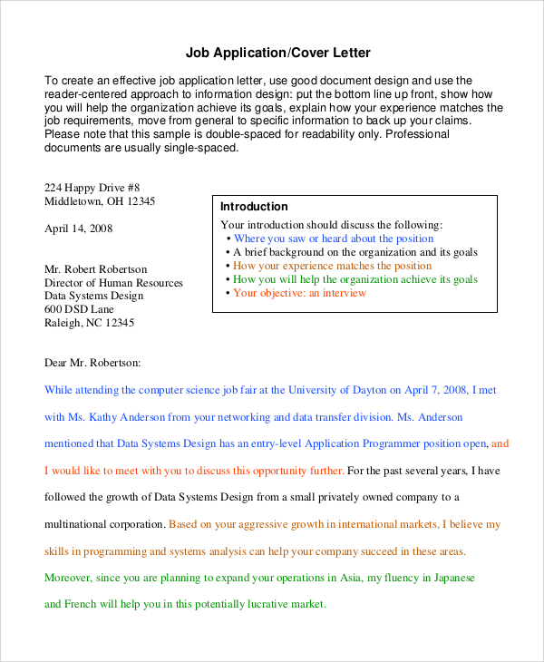 Free 7 Sample Of Cover Letter Templates In Ms Word Pdf