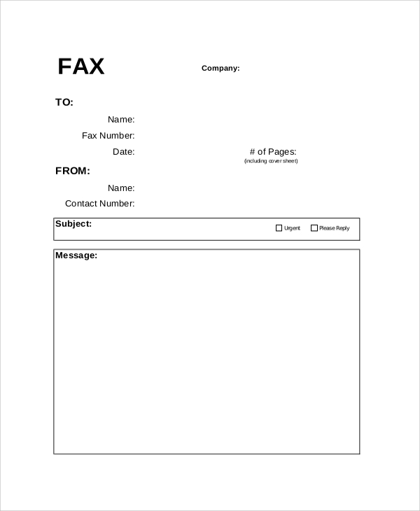 blank fax cover letter