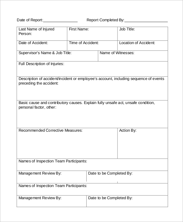 sample accident investigation report