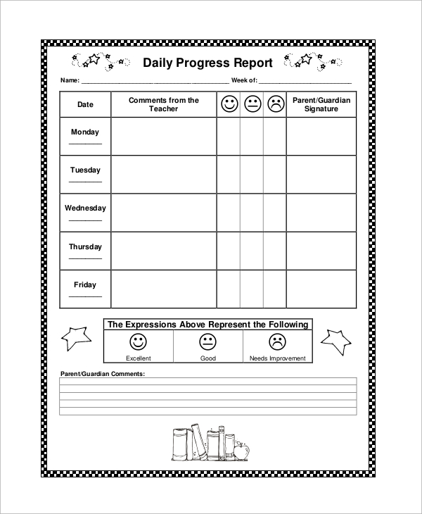 sample daily progress report