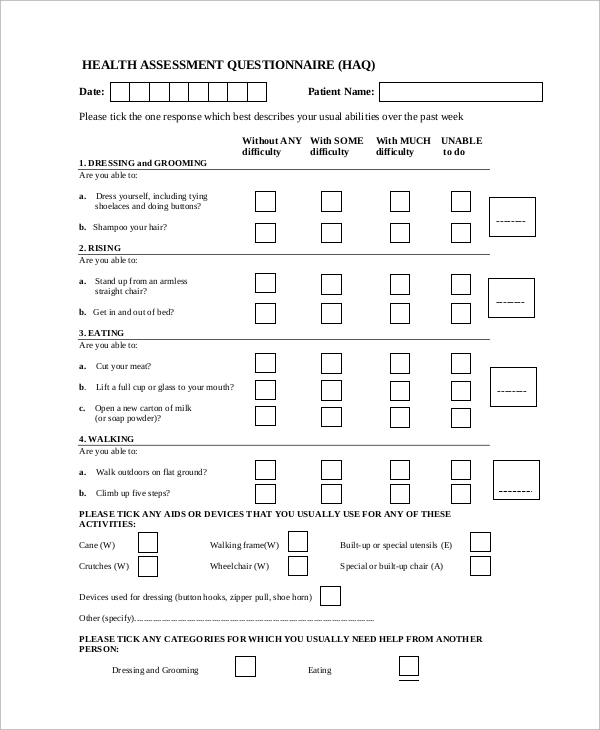 health assessment questionnaire