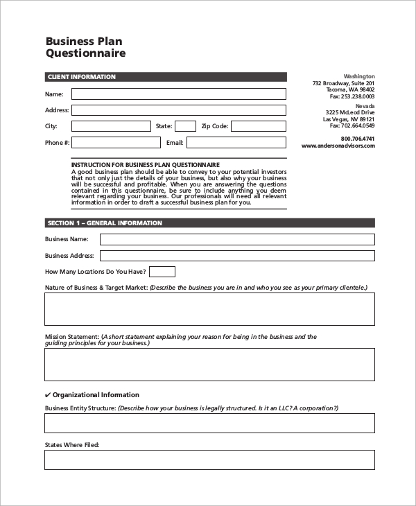 business template questionnaire Pages Samples  PDF,  Word, Questionnaire â€“  54 Sample