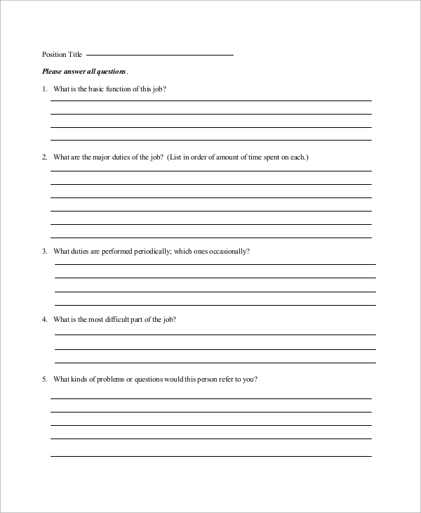 job evaluation questionnaire