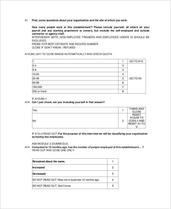 employer survey questionnaire