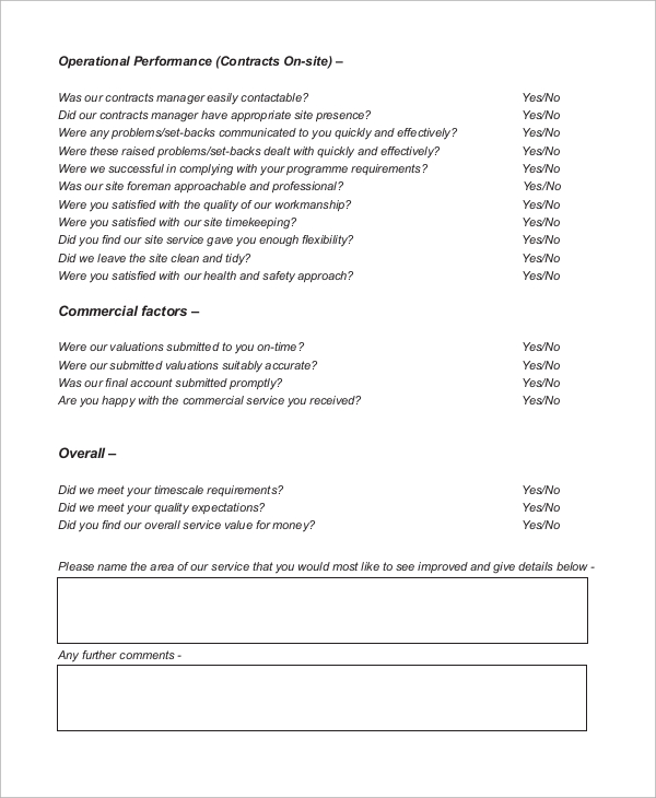 customer feedback questionnaire