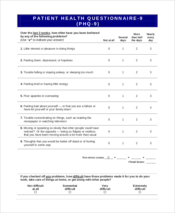 patient health questionnaire