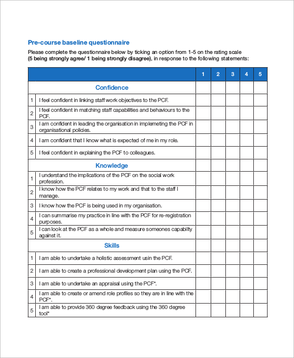 FREE 74 Questionnaire Samples In PDF Word Pages