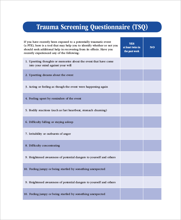 trauma screening questionnaire 