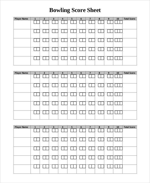 FREE 8 Sample Bowling Score Sheet Templates In PDF MS Word