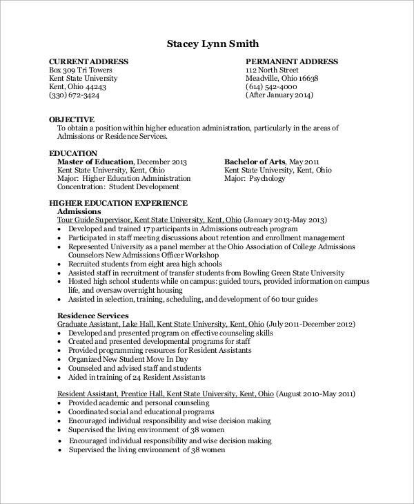 sample professional resume