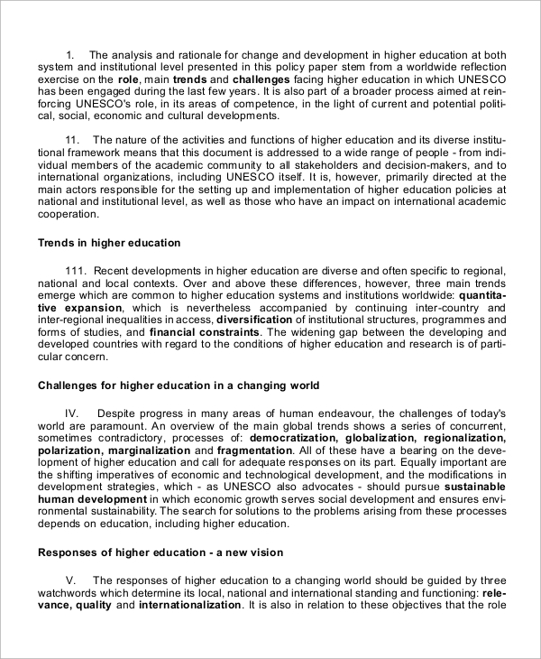 policy paper for change and development1