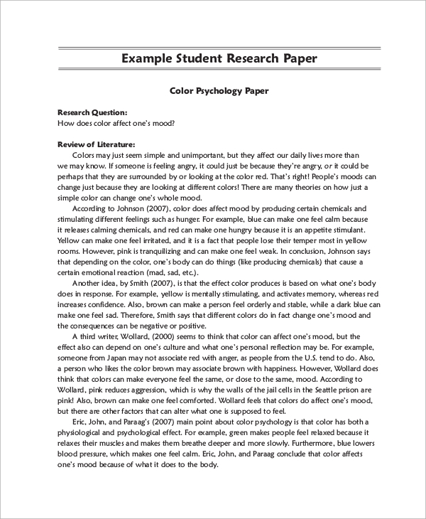 student psychology research paper