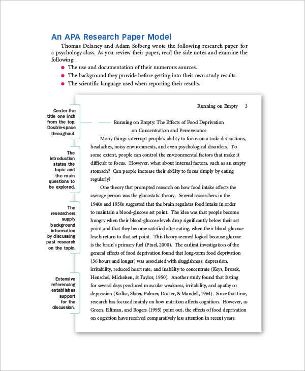 FREE 51 Sample Paper Templates In MS Word PDF   Student APA Research Paper 