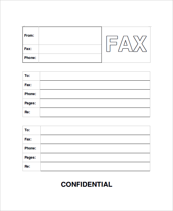 blank confidential fax cover sheet