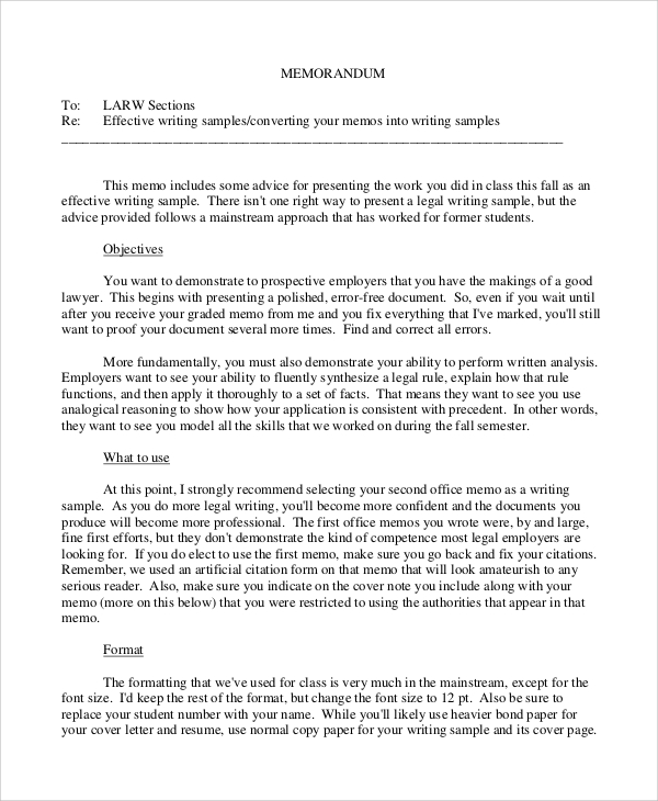 pdf sample legal memorandum Examples PDF   Sample Word, Memo in 9