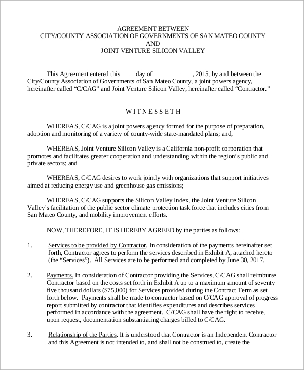 FREE 9 Sample Joint Venture Agreement Templates In PDF MS Word 