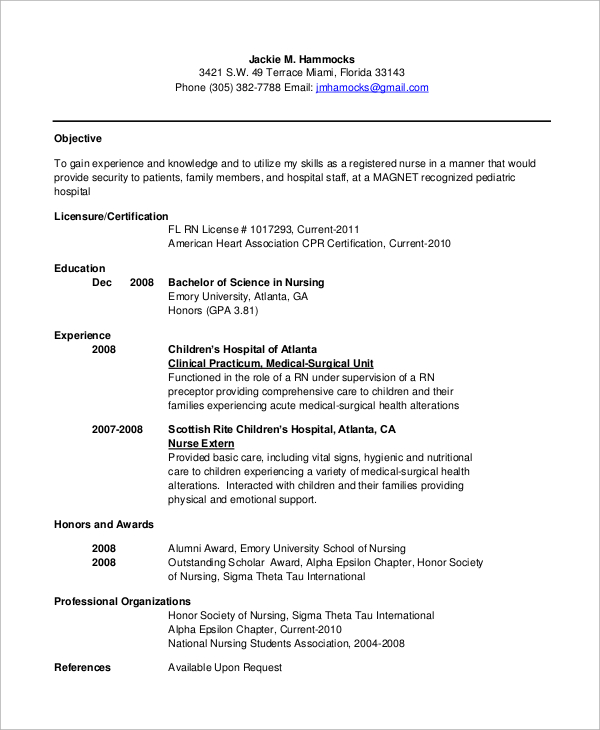 resume format for gnm nursing student