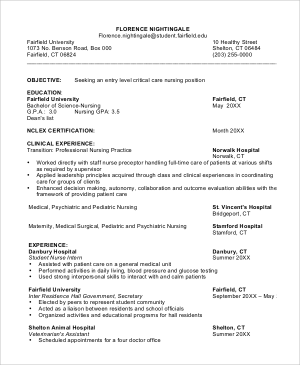 entry level nurse resume