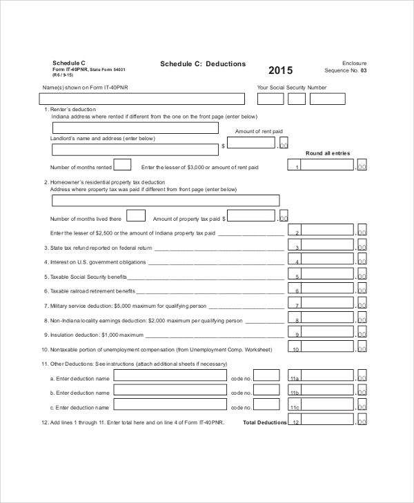 Schedule C Simplified Method Worksheet 5425