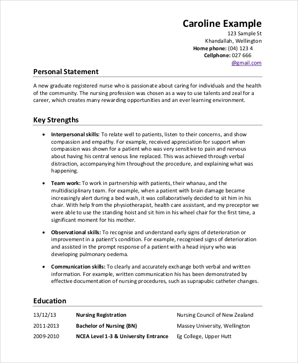 Nursing CV personal statement