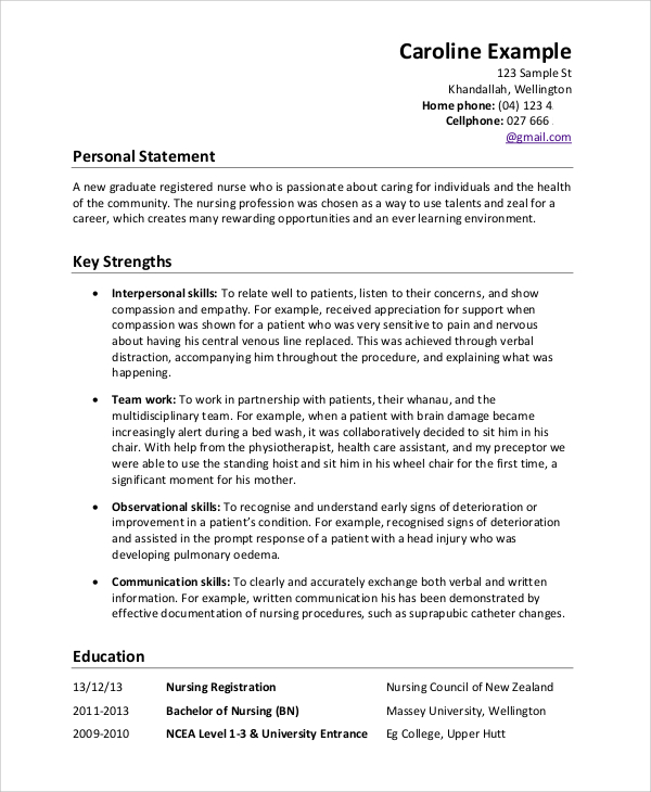 personal statement nursing cv