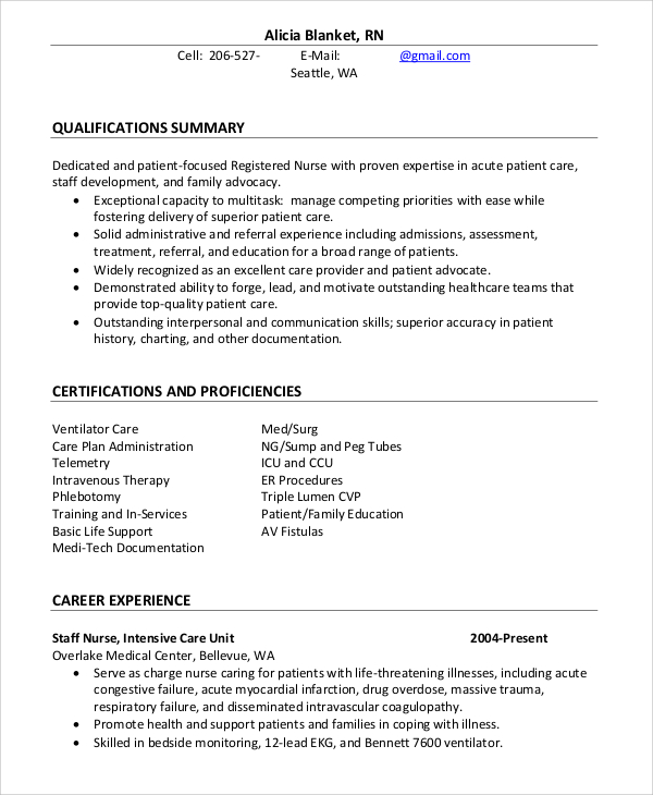 skills summary for resume nurse