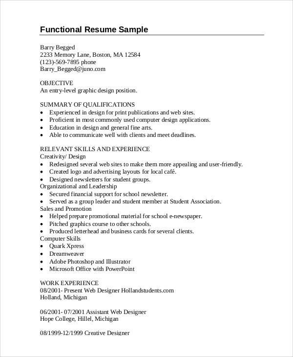 simple applicant resume sample