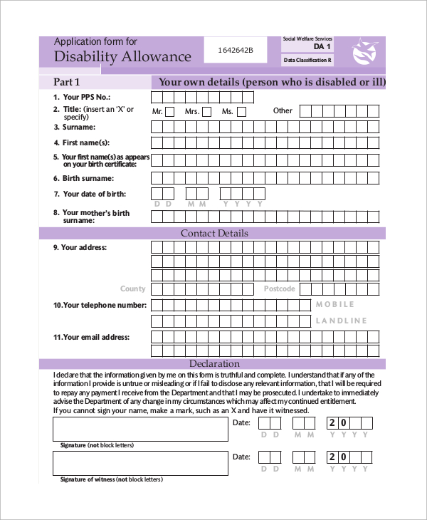 social security disability application form1