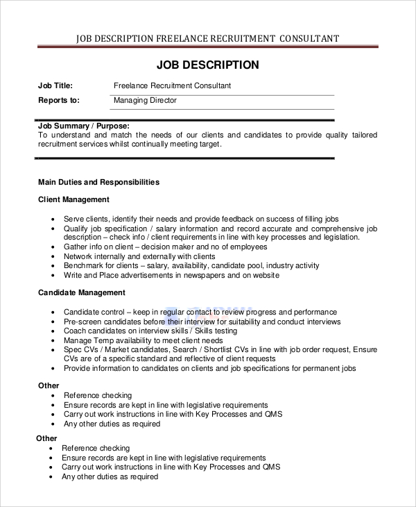 free-7-sample-recruiter-job-description-templates-in-pdf-ms-word