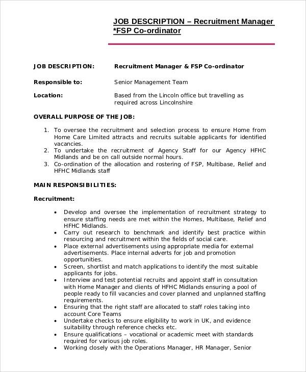 Recruiting Manager Job Description