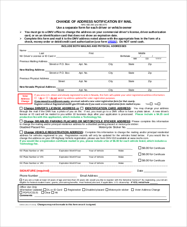 drivers license change address