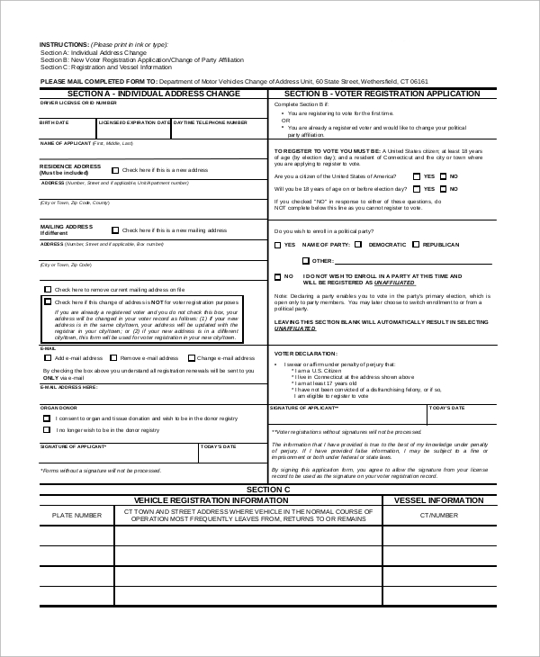 change address driving licence d1 form