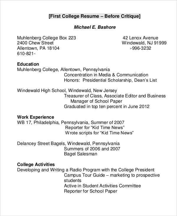 resume example for college students2