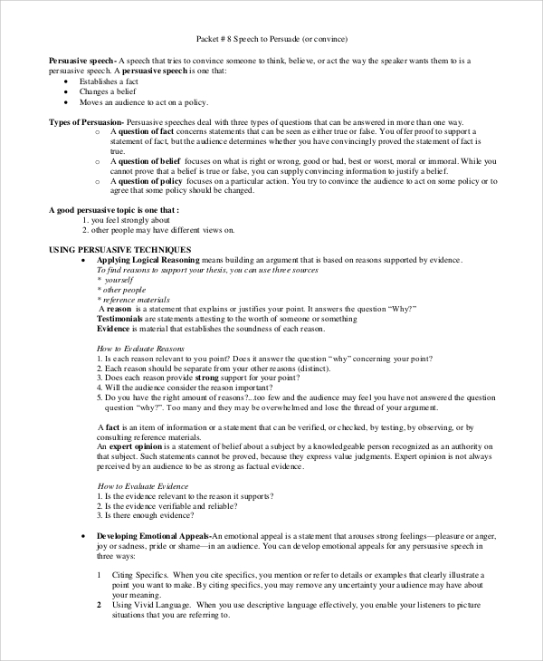 FREE 11 Persuasive Speech Examples In PDF Word