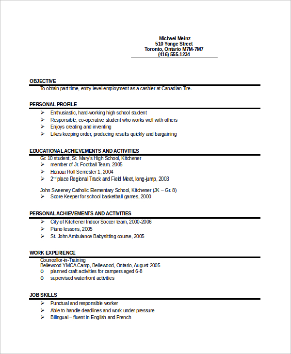 entry level resume format