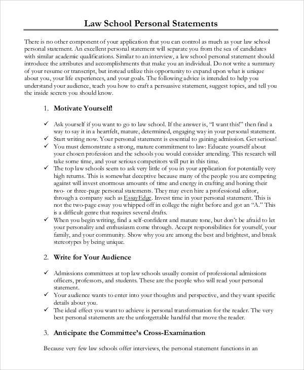 law school personal statement format