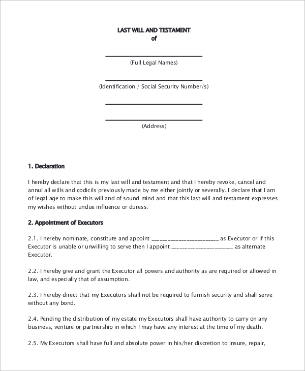 Legal Printable Wills TUTORE ORG Master Of Documents