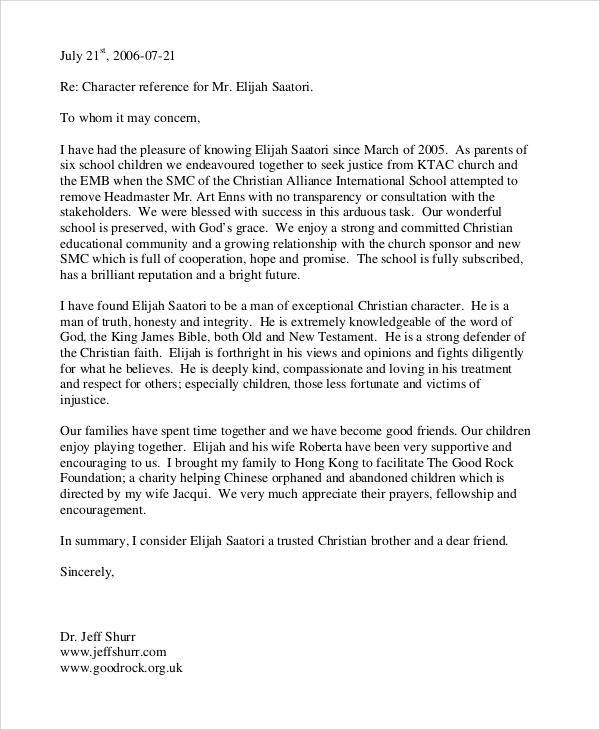 Sample Character Reference Letter For Court Pdf Uk