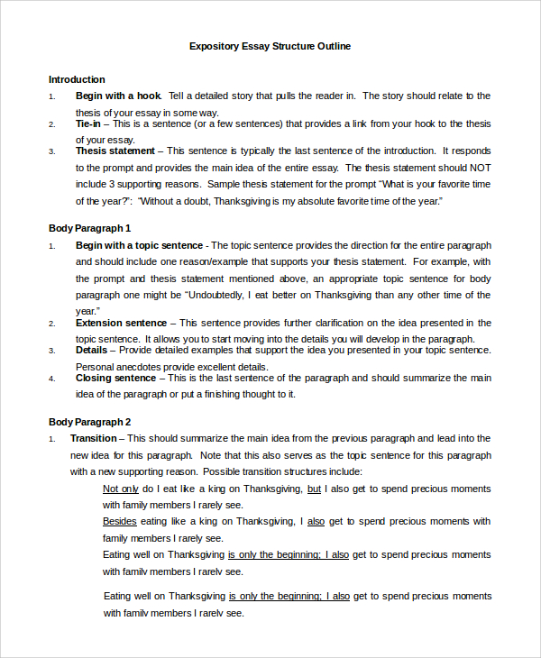 expository essay format outline